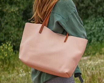 pink leather tote bags