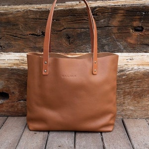 Leather Tote Bag Full Grain Leather Tote Bag Gift Cloud image 4