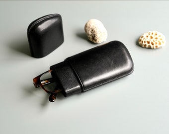 Leather glasses case personalized gift, Hard sunglasses case Handmade Eyeglass case,  Minimalist Glasses Case. Sunglass reading glasses case