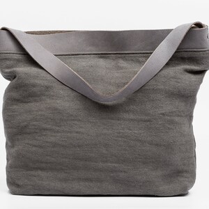 Linen bag, SALE 40% Off Tote bag, Linen and leather tote bag/ Shoulder bag/ Bolso de lino image 2