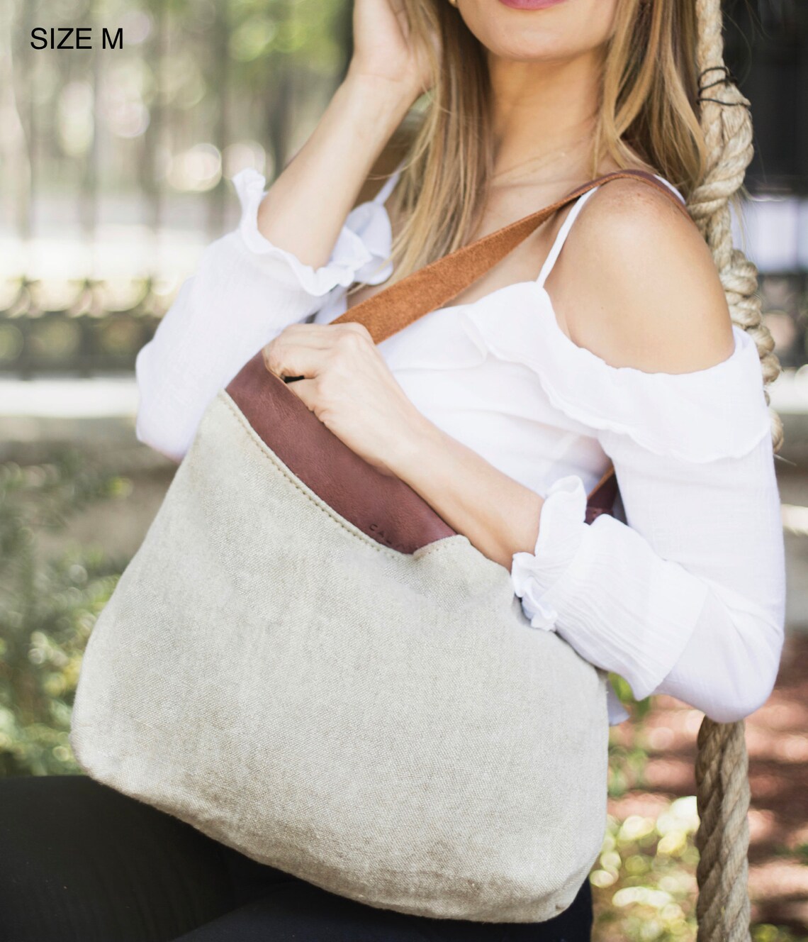 Leather Bag SALE 40 off Tote Bag Linen and Leather Tote Etsy