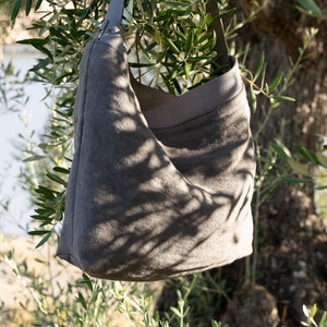 Linen bag, SALE 40% Off Tote bag, Linen and leather tote bag/ Shoulder bag/ Bolso de lino image 1
