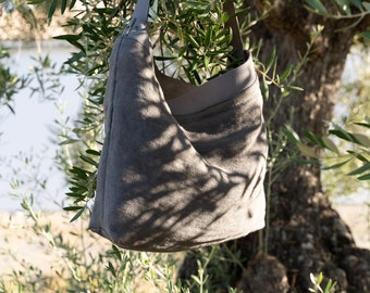 Linen bag, SALE 40% Off Tote bag, Linen and leather tote bag/ Shoulder bag/ Bolso de lino