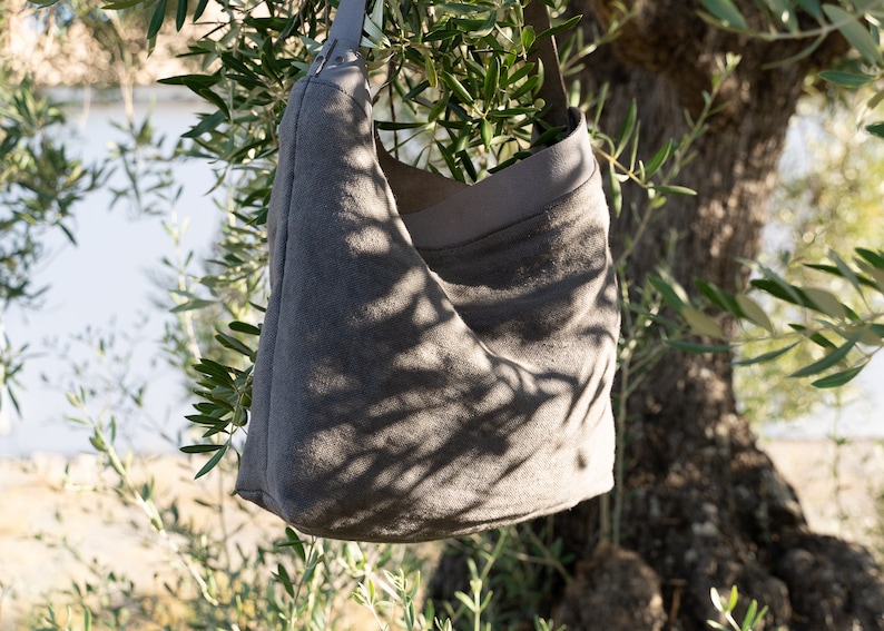 Linen bag, SALE 40% Off Tote bag, Linen and leather tote bag/ Shoulder bag/ Bolso de lino image 1