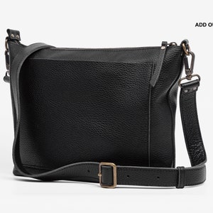 Leather Crossbody bag, Now you can add a short strap to your crossbody bag to carry it on your shoulder YKK Zipper, Leather Purse, Beta image 7