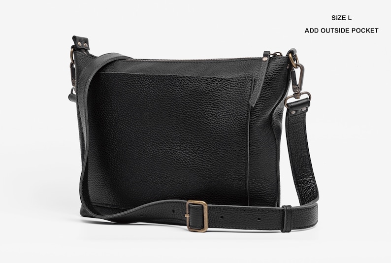 Leather Crossbody bag, Now you can add a short strap to your crossbody bag to carry it on your shoulder YKK Zipper, Leather Purse, Beta image 7