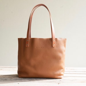 Leather Tote Bag Full Grain Leather Tote Bag Gift Cloud image 1