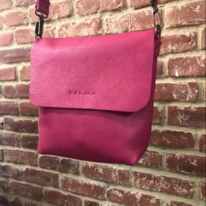 Leather Crossbody bag Shoulder leather bag Leather bag Pink bag Leather Purse. Un zdjęcie 4