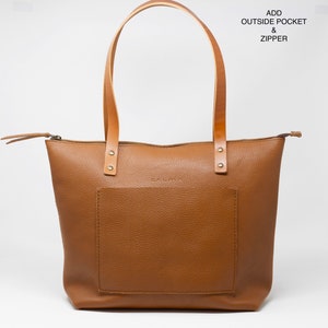 Leather Tote Bag Full Grain Leather Tote Bag Gift Cloud image 3