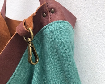 Linen bag, SALE 40% Off Tote bag, Linen and leather tote bag/ Shoulder bag/ Bolso de lino