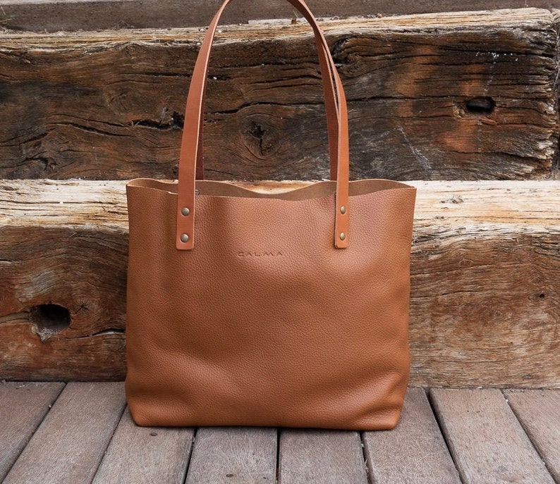 Leather Tote Bag Full Grain Leather Tote Bag Gift Cloud image 4