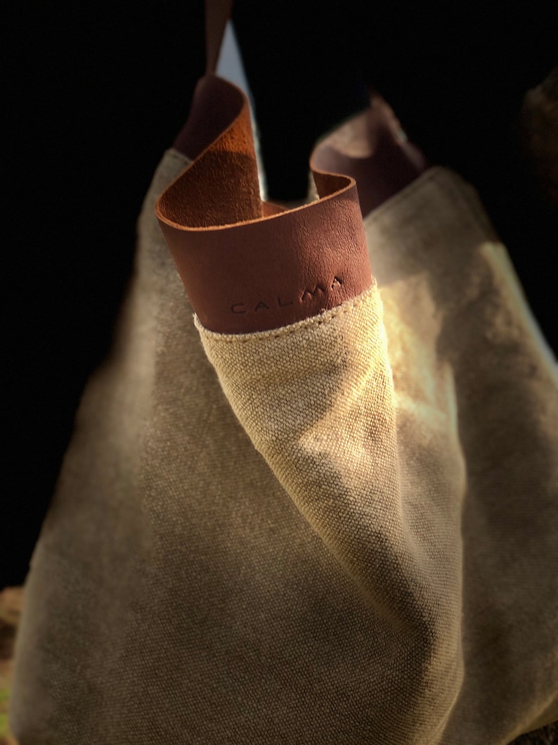 Linen and leather tote bag Shoulder bag Bolso de linoLinen bag-- SALE 40/% Off Tote bag Leather bag
