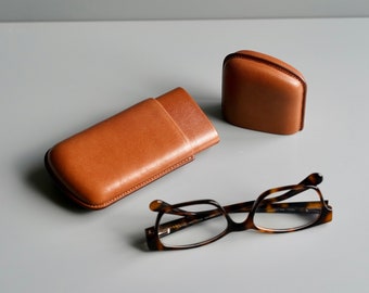 Leather glasses case personalized gift, Hard sunglasses case Handmade Eyeglass case,  Minimalist Glasses Case. Sunglass reading glasses case