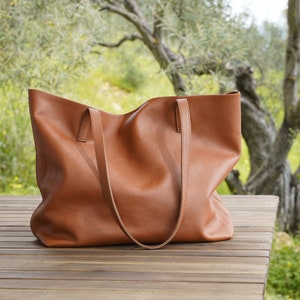 Leather Tote Bag Full Grain Leather Tote Bag Personalized gifts, Cloud Oslo. image 2