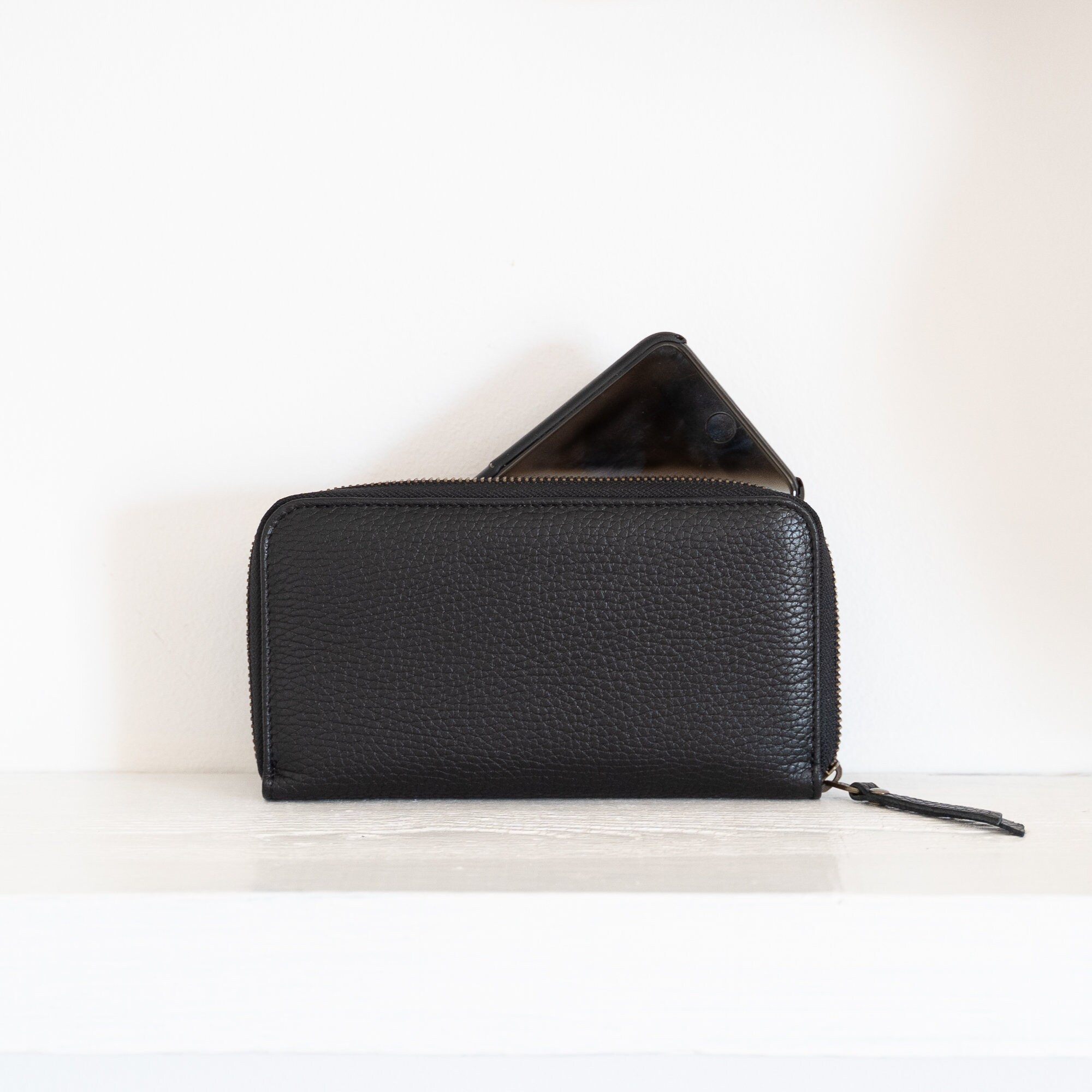 Cartera de cuero con cremallera disponible en 5 - Etsy España