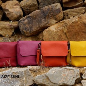 Available in 16 colors! Leather Crossbody Bag. Handcrafted. UN