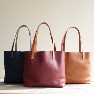 Leather Tote Bag Full Grain Leather Tote Bag Gift Cloud image 2