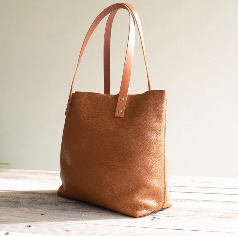 Leather Tote Bag Full Grain Leather Tote Bag Gift Cloud - Etsy UK
