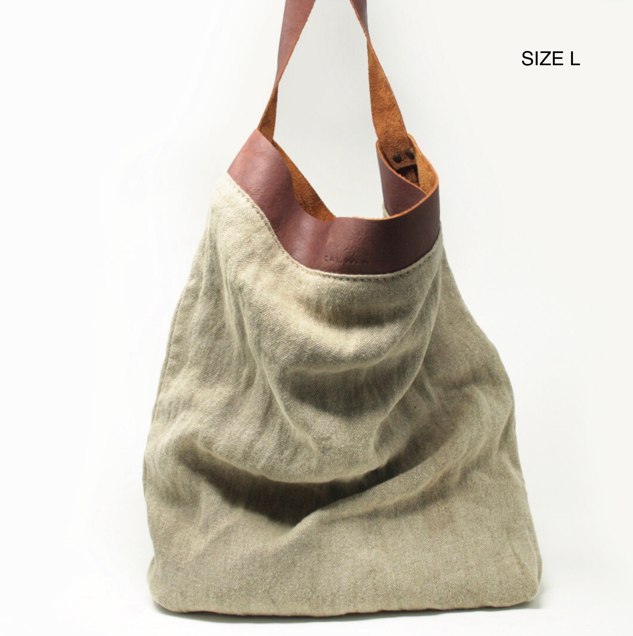 Leather Bag SALE 40 off Tote Bag Linen and Leather Tote Etsy