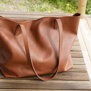 Leather Tote Bag Full Grain Leather Tote Bag Personalized gifts, Cloud Oslo. image 2