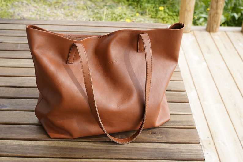 Leather Tote Bag Full Grain Leather Tote Bag Personalized gifts, Cloud Oslo. image 2