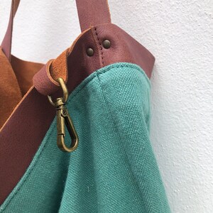 Linen bag, SALE 40% Off Tote bag, Linen and leather tote bag/ Shoulder bag/ Bolso de lino image 8