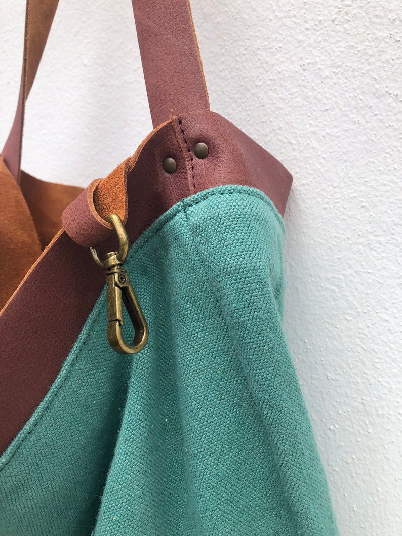 Linen bag, SALE 40% Off Tote bag, Linen and leather tote bag/ Shoulder bag/ Bolso de lino image 8