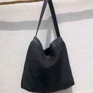 Linen bag, SALE 40% Off Tote bag, Linen and leather tote bag/ Shoulder bag/ Bolso de lino image 10