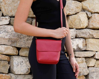 Leather Crossbody Bag Available in 16 colors! . Handcrafted. UN
