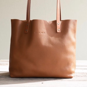 Leather Tote Bag Full Grain Leather Tote Bag Gift Cloud image 6