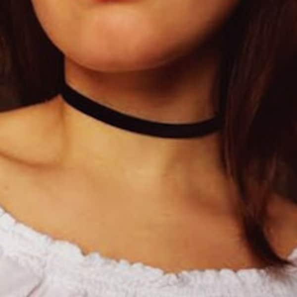 Velvet Choker, Jet Black, Thin