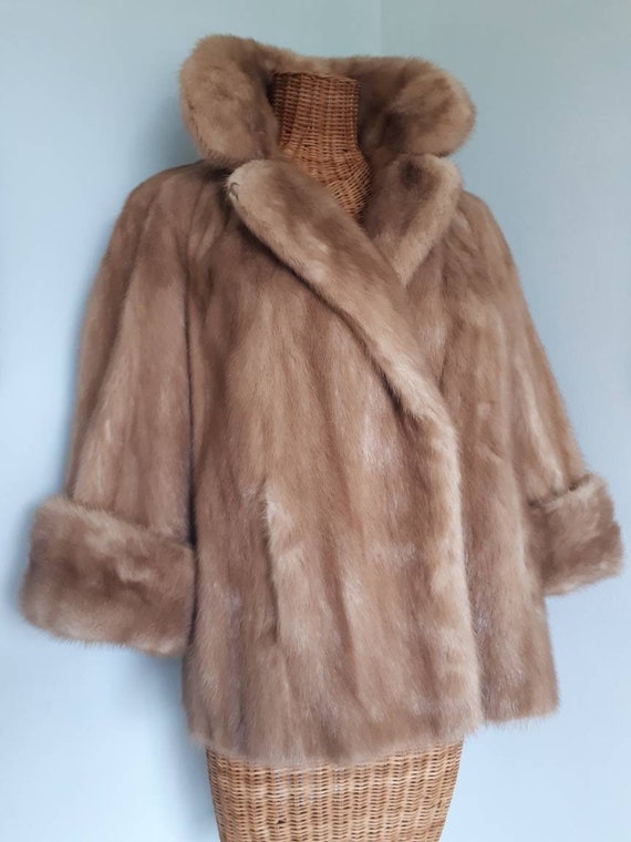Real Pastel Blonde Mink Fur Jacket. Vintage Coat I