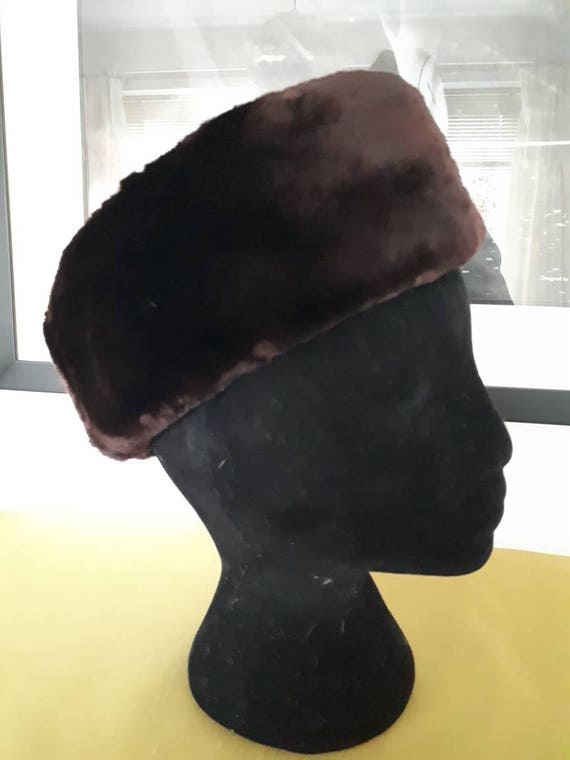 Chocolate Cocoa Brown Ladies Hat, Real Fur Wrap S… - image 2