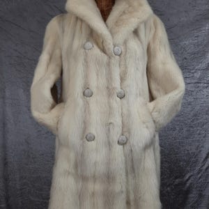 Princess Sapphire Mink Fur Coat, Contoured With Platinum, Ivory and Silver Steel Grey Tones. Button UK10-12 Medium.
