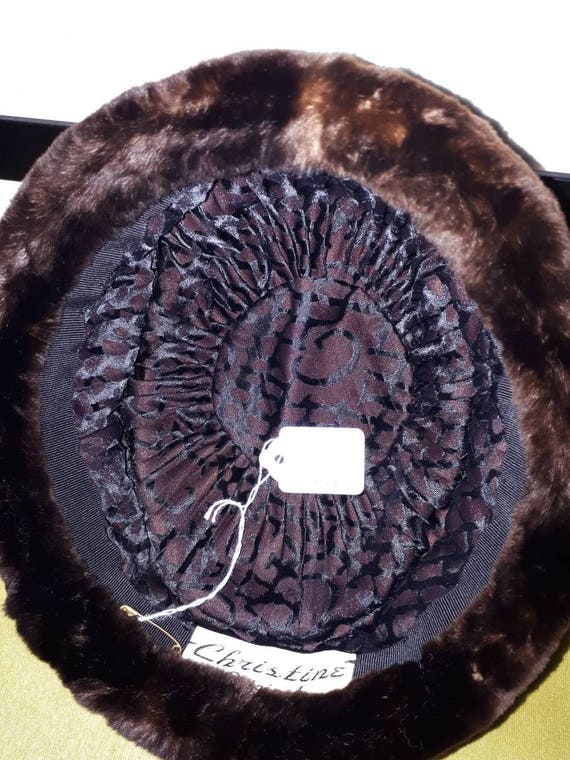 Chocolate Cocoa Brown Ladies Hat, Real Fur Wrap S… - image 5