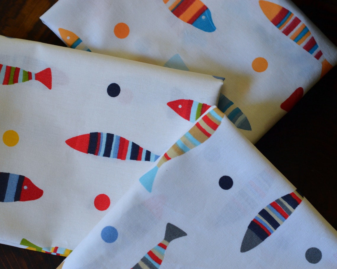 Rainbow Fish Cloth Tea Towel Cotton Fabric Stitch Kitchen Etsy