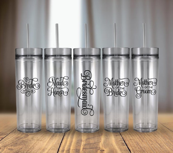 Wedding Party Set Skinny Tumbler 16oz (Bridesmaid Gift, Bachelorette Favors, Bridal Party, Bachelorette Party)