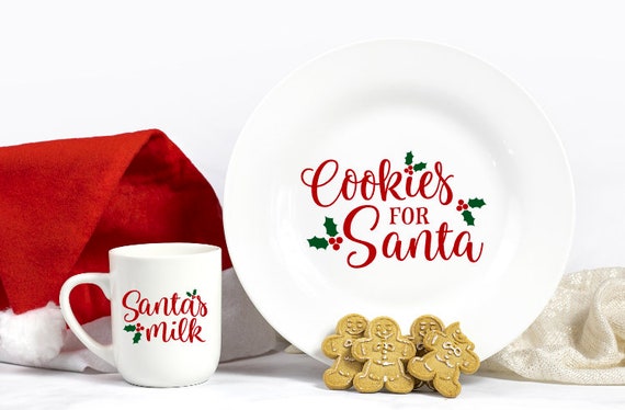 Milk and Cookies for Santa - Cookies for Santa - Santa Plate - Santa Cup - Santa Mug - Milk for Santa Cup - Christmas Eve