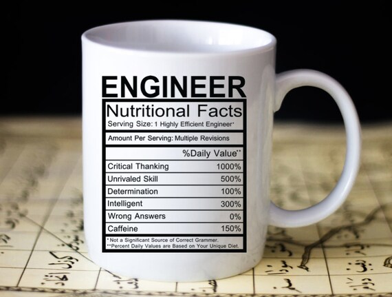 Engineer Nutritional Facts Mug