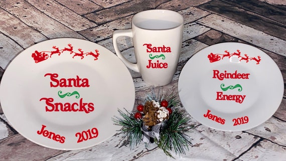 Milk and Cookies for Santa - Cookies for Santa - Santa Plate - Santa Cup - Santa Mug - Milk for Santa Cup - Christmas Eve