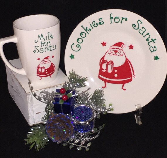 Milk and Cookies for Santa - Cookies for Santa - Santa Plate - Santa Cup - Santa Mug - Milk for Santa Cup - Christmas Eve