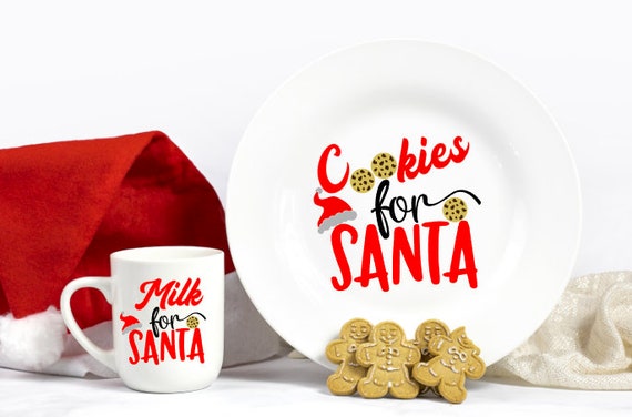 Milk and Cookies for Santa - Cookies for Santa - Santa Plate - Santa Cup - Santa Mug - Milk for Santa Cup - Christmas Eve