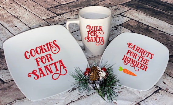 Milk and Cookies for Santa - Cookies for Santa - Santa Plate - Santa Cup - Santa Mug - Milk for Santa Cup - Christmas Eve
