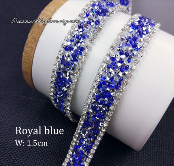 Application Borte Silber Blau Hochzeit Strass 16 cm