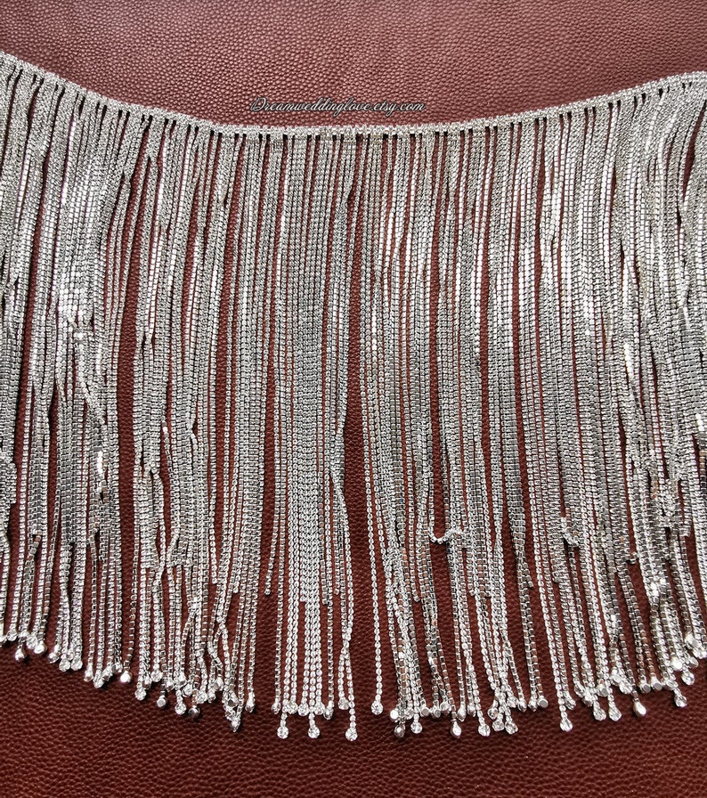 Rhinestone Fringe Chain overlength fringe Rhinestone Trim Etsy