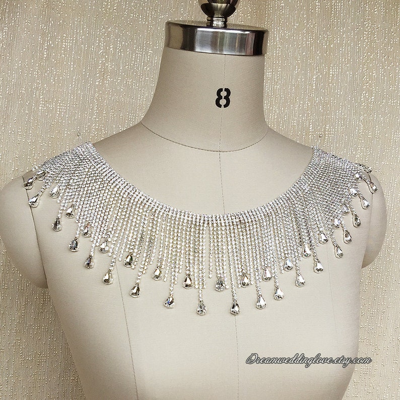 Long Tassels Rhinestone Trim by the yard long fringe Etsy