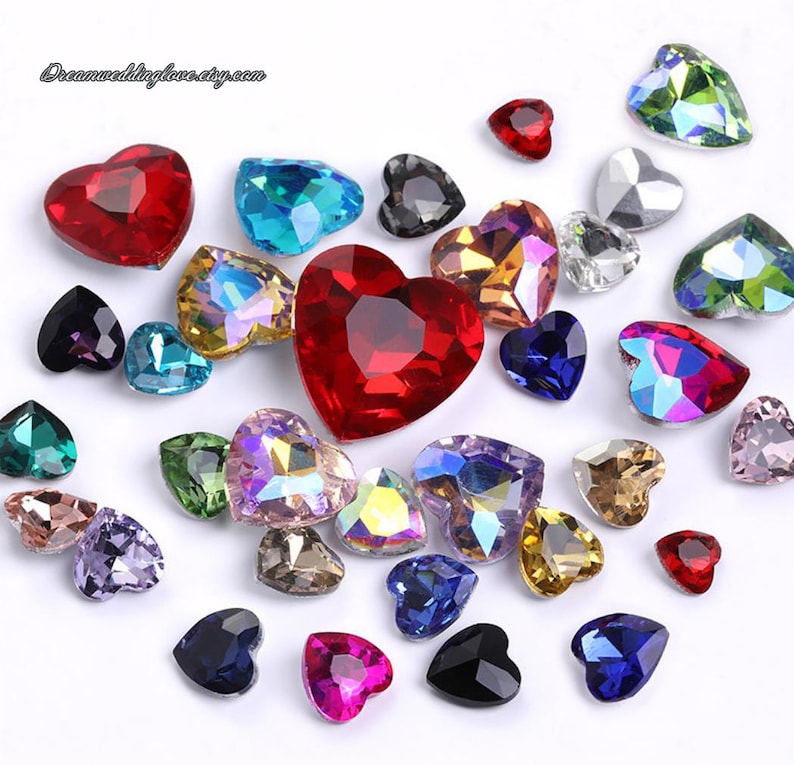 Heart-shaped 18mm Rhinestones Pointed Back Heart Shape Glass - Etsy