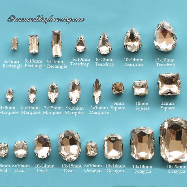Sew on  Rhinestones beads D Claw--Crystal Clear Glass Teardrop Oval Octagon Marquise silver shadow  Rhinestones settings /Wedding Supplies