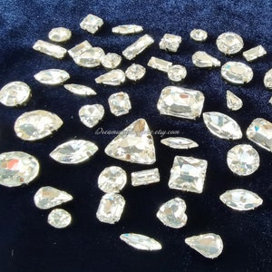 Sew on Rhinestones beads Crystal Clear Glass Teardrop Oval Octagon Marquise silver shadow Rhinestones settings /Wedding Supplies image 7