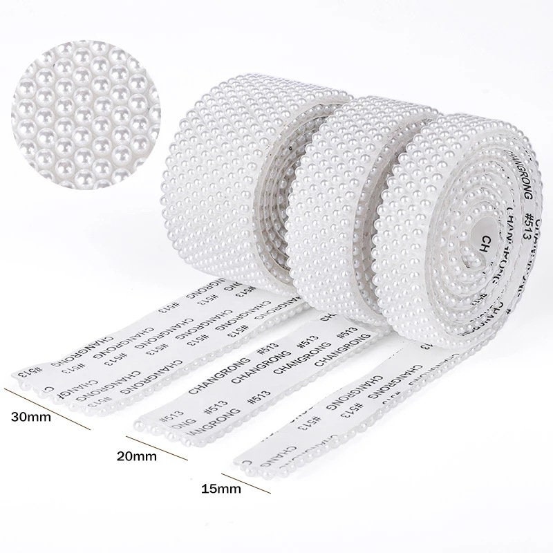 Senkary 840 Pieces (5 Sizes) Flat Back Pearl Sticker Self-Adhesive Half Round Pearl Bead Sheets for Crafts, 4mm/5mm/6mm/8mm/10mm